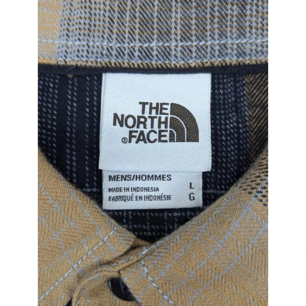 The North Face Flannel Shirt Mens LG Brown Black Plaid Lite Weight Stayside Y2K